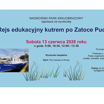 Zaproszenie na Edukacyjny Rejs po Zatoce Puckiej Grafika Zaproszenie na Edukacyjny Rejs po Zatoce Puckiej